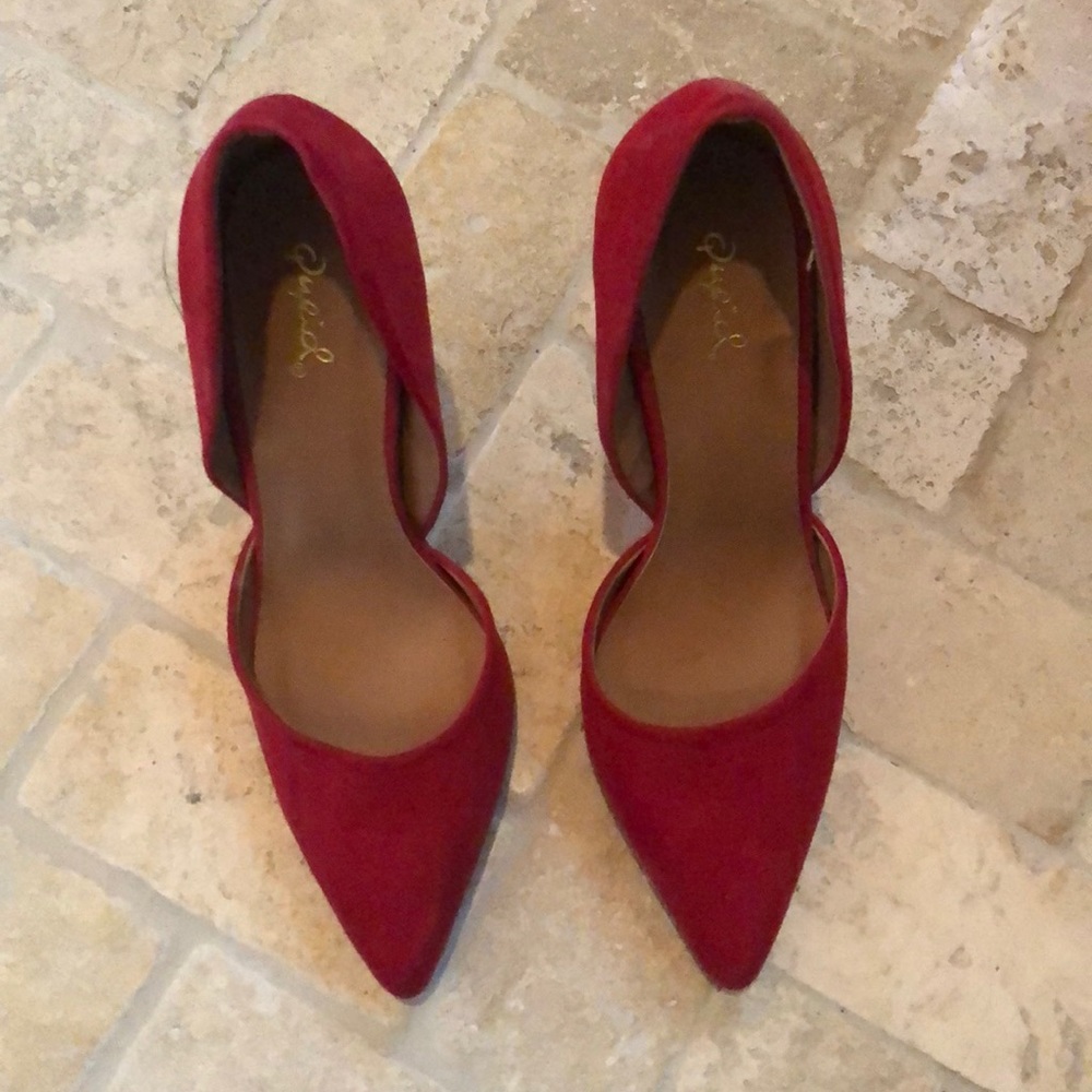 Red suede heels